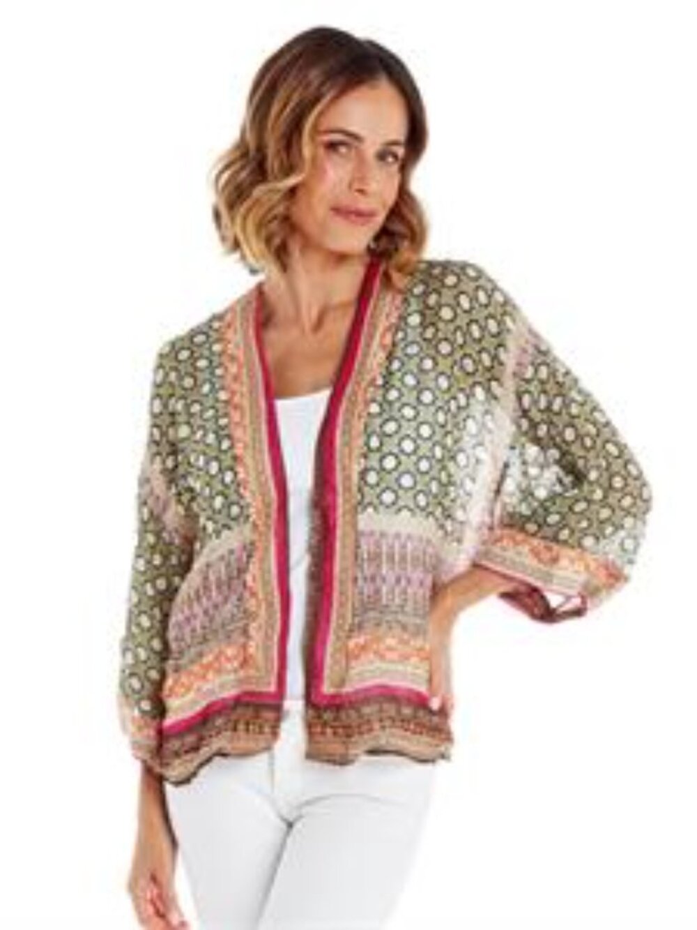 One Hundred Stars Moorish Boho Festival Mixed Print Kimono One Size